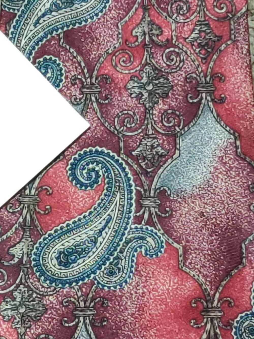 Vintage American Traditions Red Gray Paisley Wide Necktie Retro Preppy USA Tie
